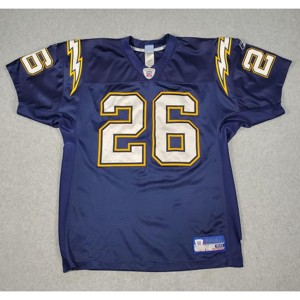Vintage San Diego Chargers Jersey Mens 50 Lil Train 26 Blue NFL Equipment Reebok